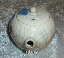White Blue Floral Crackle Pottery Vintage Tea Pots Sugar Bowl 12 PC Set Japan