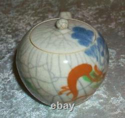 White Blue Floral Crackle Pottery Vintage Tea Pots Sugar Bowl 12 PC Set Japan