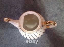 White & Gold Art Deco Sadler Teapot Sugar Creamer Set Signed and Numbered 2737