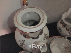 White and Gold Mitterteich BavariaFull Set6 cups & saucers, teapot, etc 038