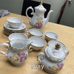 Winterling Bavaria Germany China WIG38 15pc Floral Tea Pot Sugar Creamer gold