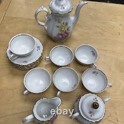 Winterling Bavaria Germany China WIG38 15pc Floral Tea Pot Sugar Creamer gold