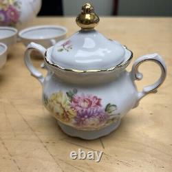Winterling Bavaria Germany China WIG38 15pc Floral Tea Pot Sugar Creamer gold