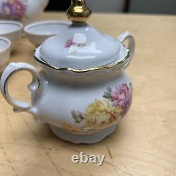 Winterling Bavaria Germany China WIG38 15pc Floral Tea Pot Sugar Creamer gold