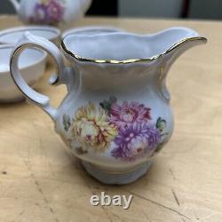 Winterling Bavaria Germany China WIG38 15pc Floral Tea Pot Sugar Creamer gold