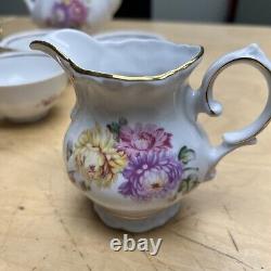 Winterling Bavaria Germany China WIG38 15pc Floral Tea Pot Sugar Creamer gold