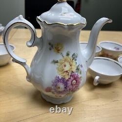 Winterling Bavaria Germany China WIG38 15pc Floral Tea Pot Sugar Creamer gold