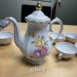 Winterling Bavaria Germany China WIG38 15pc Floral Tea Pot Sugar Creamer gold