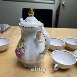 Winterling Bavaria Germany China WIG38 15pc Floral Tea Pot Sugar Creamer gold