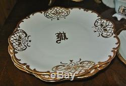 Winterling Paste Gold Encrusted Tea pot Set 4 25 Pc Monogram Initial'M' Creamer
