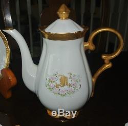 Winterling Paste Gold Encrusted Tea pot Set 4 25 Pc Monogram Initial'M' Creamer