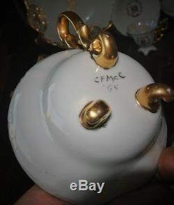 Winterling Paste Gold Encrusted Tea pot Set 4 25 Pc Monogram Initial'M' Creamer