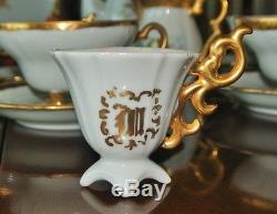 Winterling Paste Gold Encrusted Tea pot Set 4 25 Pc Monogram Initial'M' Creamer