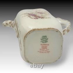 Wm Guerin Limoges France Teapot Creamer Sugar Set Hand Painted Roses & Gold