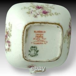 Wm Guerin Limoges France Teapot Creamer Sugar Set Hand Painted Roses & Gold