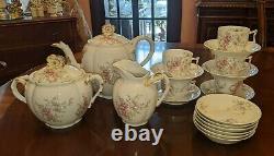 Wm Guerin co Limoges France Tea set teapot creamer sugar 5 cups & saucers 6 bowl