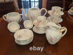 Wm Guerin co Limoges France Tea set teapot creamer sugar 5 cups & saucers 6 bowl