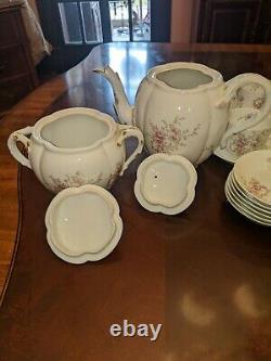 Wm Guerin co Limoges France Tea set teapot creamer sugar 5 cups & saucers 6 bowl