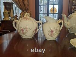 Wm Guerin co Limoges France Tea set teapot creamer sugar 5 cups & saucers 6 bowl