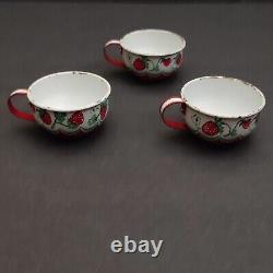 Wolverine Strawberries Tin Toy Childs Tea Pot Canisters Plates Cups 15 Piece Set