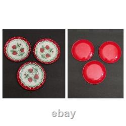 Wolverine Strawberries Tin Toy Childs Tea Pot Canisters Plates Cups 15 Piece Set
