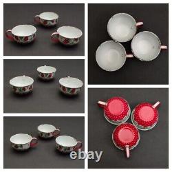 Wolverine Strawberries Tin Toy Childs Tea Pot Canisters Plates Cups 15 Piece Set