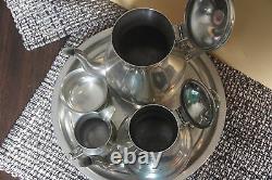 Woodbury Tea Pot Set/5 Creamer Pewters Pitcher Sugar Bowl Platter Coffee Serving