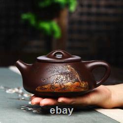 Yixing zisha pottery handmade tea pot tiger embossed master shipiao pot teapot