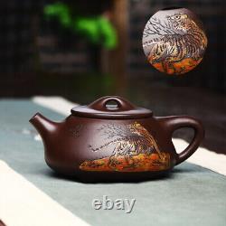 Yixing zisha pottery handmade tea pot tiger embossed master shipiao pot teapot