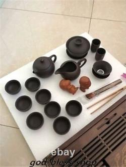 Yixing zisha tea pot tea cup with tea tray solid wood tea table teacup Set